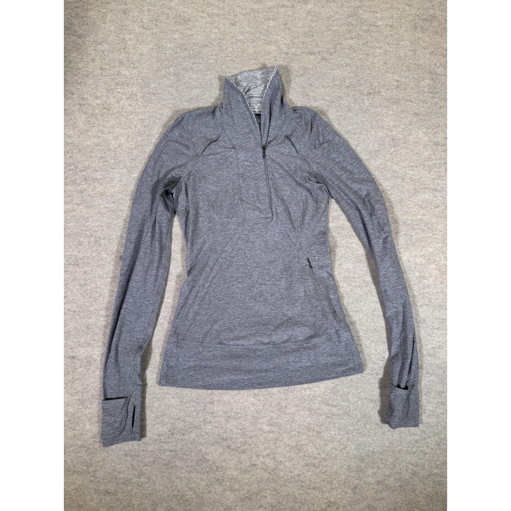 Lululemon Pullover Womens 4 Gray 1/4 Zip Long Sleeve Mock Neck Running Athletic
